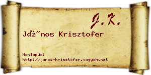 János Krisztofer névjegykártya